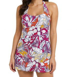 Lands’ End Floral Halter Skirted One Piece Swimsuit NWT Size 14/16